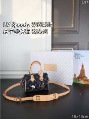 Uubags Louis Vuitton M27557 Speedy 18 Bandoulière Bag Blue Monogram Flowers Denim 18x12x10cm - 5