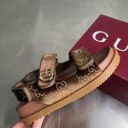 Uubags Gucci Double G Crystal Embellished Sandals In Brown - 4