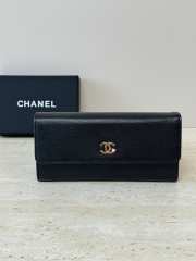 Uubags Chanel wallet grain-effect goatskin, glass enamel & gold-colored metal in black 19.5x10.5x3.5cm - 1