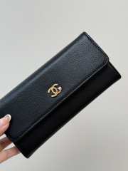 Uubags Chanel wallet grain-effect goatskin, glass enamel & gold-colored metal in black 19.5x10.5x3.5cm - 6