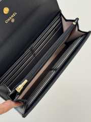 Uubags Chanel wallet grain-effect goatskin, glass enamel & gold-colored metal in black 19.5x10.5x3.5cm - 4