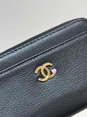 Uubags Chanel classic card holder with zipper closure grain-effect goatskin, glass enamel & gold-colored metal in black 8.5x13.3x2.9cm - 5