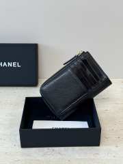 Uubags Chanel classic card holder with zipper closure grain-effect goatskin, glass enamel & gold-colored metal in black 8.5x13.3x2.9cm - 4