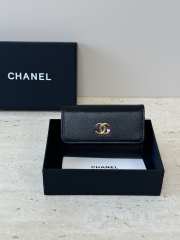 Uubags Chanel Card Holder Grained Goatskin, Enamel & Gold-Tone Metal In Black 7.5x11.3x2.1cm - 1