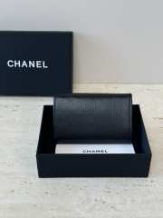 Uubags Chanel Card Holder Grained Goatskin, Enamel & Gold-Tone Metal In Black 7.5x11.3x2.1cm - 6