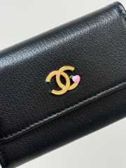 Uubags Chanel Card Holder Grained Goatskin, Enamel & Gold-Tone Metal In Black 7.5x11.3x2.1cm - 5