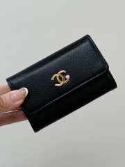 Uubags Chanel Card Holder Grained Goatskin, Enamel & Gold-Tone Metal In Black 7.5x11.3x2.1cm - 4