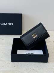 Uubags Chanel Card Holder Grained Goatskin, Enamel & Gold-Tone Metal In Black 7.5x11.3x2.1cm - 3