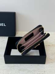 Uubags Chanel Gold CC Logo Pink Enamel Heart Buckle Black Wallet 10.9x7.6cm - 2