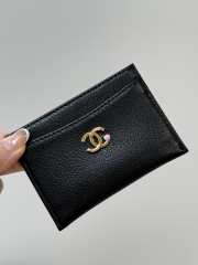 Uubags Chanel card case grained goatskin leather, enamel & gold-colored metal in black 6.2x10x0.5cm - 6
