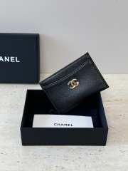 Uubags Chanel card case grained goatskin leather, enamel & gold-colored metal in black 6.2x10x0.5cm - 4