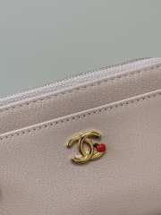 Uubags Chanel classic card holder with zipper closure grain-effect goatskin, glass enamel & gold-colored metal in pink 8.5x13.3x2.9cm - 6