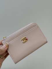 Uubags Chanel classic card holder with zipper closure grain-effect goatskin, glass enamel & gold-colored metal in pink 8.5x13.3x2.9cm - 3