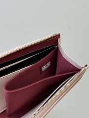 Uubags Chanel small zipped wallet grain-effect goatskin, glass enamel & gold-colored metal in pink 11.5x2x9.5cm - 6