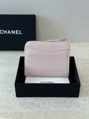Uubags Chanel small zipped wallet grain-effect goatskin, glass enamel & gold-colored metal in pink 11.5x2x9.5cm - 5