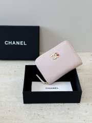 Uubags Chanel Gold CC Logo Pink Enamel Heart Buckle Pink Wallet 10.9x7.6cm - 6