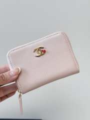 Uubags Chanel Gold CC Logo Pink Enamel Heart Buckle Pink Wallet 10.9x7.6cm - 5