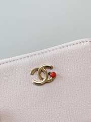 Uubags Chanel Gold CC Logo Pink Enamel Heart Buckle Pink Wallet 10.9x7.6cm - 3