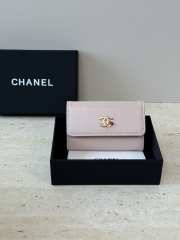 Uubags Chanel Card Holder Grained Goatskin, Enamel & Gold-Tone Metal In Pink 7.5x11.3x2.1cm - 1