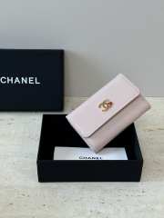 Uubags Chanel Card Holder Grained Goatskin, Enamel & Gold-Tone Metal In Pink 7.5x11.3x2.1cm - 4