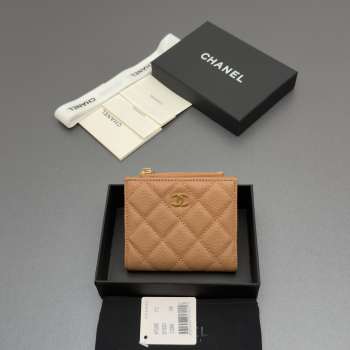 Uubags Chanel coin purse caviar calfskin leather in camel 10.5x9x2cm