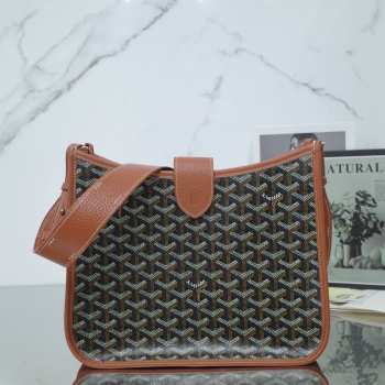 Uubags Goyard Green Canvas Musette PM Bag In Tan 28x10x22cm