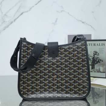 Uubags Goyard Green Canvas Musette PM Bag In Black 28x10x22cm