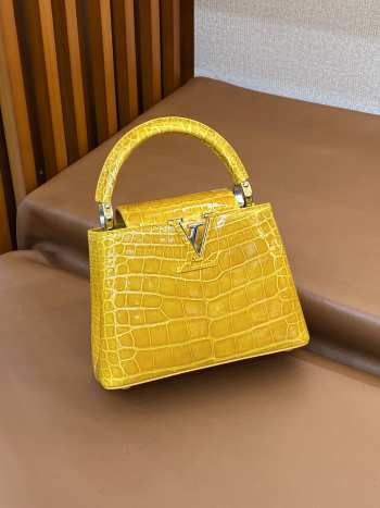 Uubags Louis Vuitton N89240 Capucines mini bag yellow alligator leather has a slight sheen 21x14x8cm