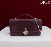 Uubags My Dior Top Handle Bag In Burgundy Python Embossed Leather 21x11.5x4.5cm - 1