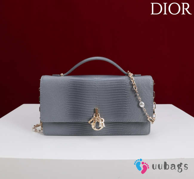 Uubags My Dior Top Handle Bag In Grey Python Embossed Leather 21x11.5x4.5cm - 1