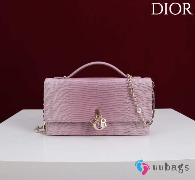 Uubags My Dior Top Handle Bag In Pink Python Embossed Leather 21x11.5x4.5cm - 1