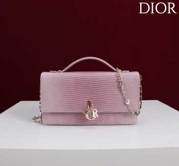 Uubags My Dior Top Handle Bag In Pink Python Embossed Leather 21x11.5x4.5cm