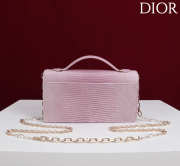 Uubags My Dior Top Handle Bag In Pink Python Embossed Leather 21x11.5x4.5cm - 5