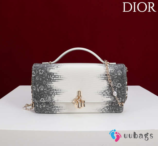 Uubags My Dior Top Handle Bag In White Python Embossed Leather 21x11.5x4.5cm - 1