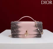 Uubags My Dior Top Handle Bag In Pink Python Embossed Leather With Gold Hardware 21x11.5x4.5cm - 1