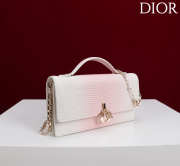 Uubags My Dior Top Handle Bag In White/ Pink Python Embossed Leather 21x11.5x4.5cm - 6