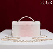 Uubags My Dior Top Handle Bag In White/ Pink Python Embossed Leather 21x11.5x4.5cm - 3
