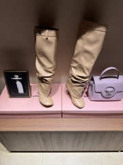 Uubags Loewe Toy Panta leather over-the-knee boots beige 10cm - 6