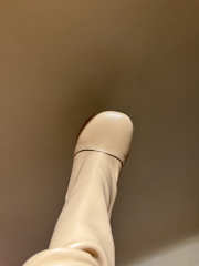 Uubags Loewe Toy Panta leather over-the-knee boots beige 10cm - 3