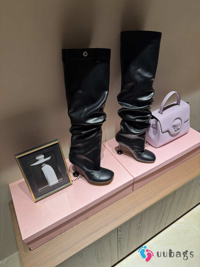 Uubags Loewe Toy Panta leather over-the-knee boots black 10cm - 1