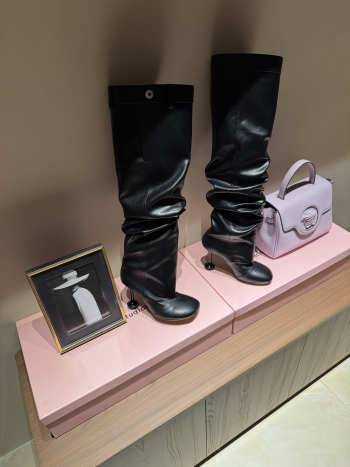 Uubags Loewe Toy Panta leather over-the-knee boots black 10cm