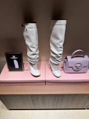 Uubags Loewe Toy Panta leather over-the-knee boots white 10cm - 6