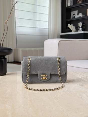 Uubags Chanel Mini flap bag in suede calfskin & gold-tone metal dark gray 13x20x6cm
