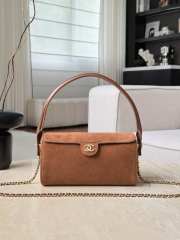Uubags Chanel clutch with chain in suede calfskin & gold-tone metal brown 23x11x12.5cm - 2
