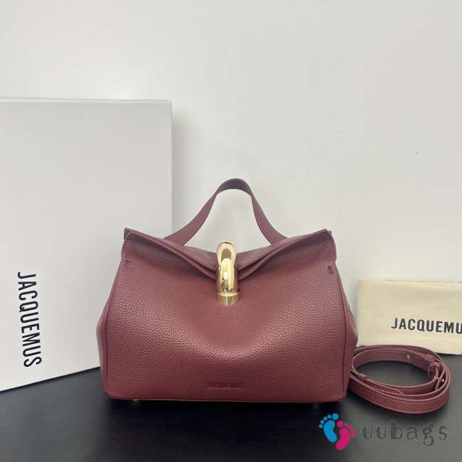 Uubags Jacquemus small Valérie calfskin leather bag in burgundy 24x14x7.5cm - 1