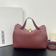 Uubags Jacquemus small Valérie calfskin leather bag in burgundy 24x14x7.5cm - 6