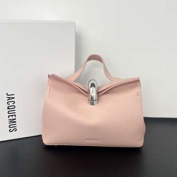 Uubags Jacquemus small Valérie calfskin leather bag in pale pink 24x14x7.5cm