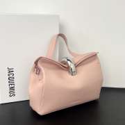 Uubags Jacquemus small Valérie calfskin leather bag in pale pink 24x14x7.5cm - 6