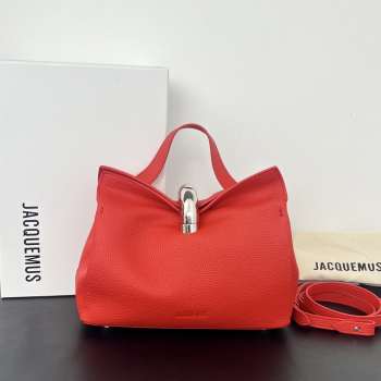 Uubags Jacquemus small Valérie calfskin leather bag in red 24x14x7.5cm