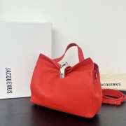 Uubags Jacquemus small Valérie calfskin leather bag in red 24x14x7.5cm - 5
